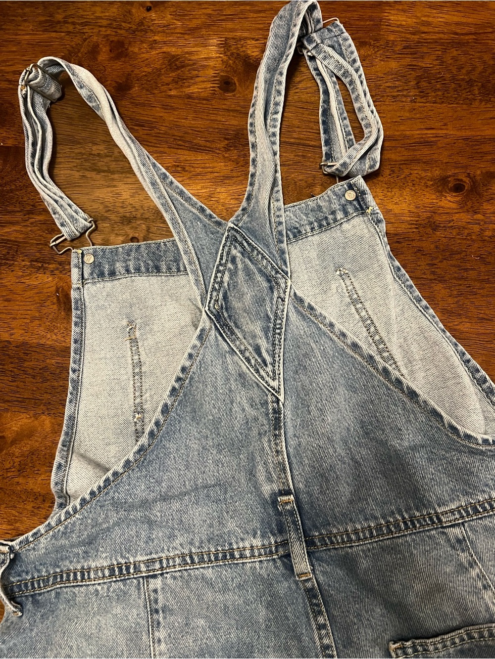 Free People We The Free Ziggy Shortalls Large 100% Cotton Blue Jean Overalls - Picture 14 of 14